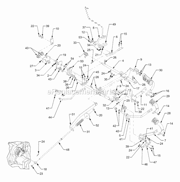 Brake And Control Pedals Diagram and Parts List for 14A-641-100 Cub Cadet Lawn Tractor